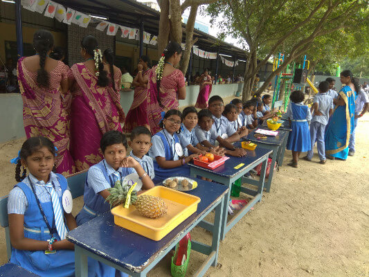 Fruits day is celebrated in our school campus